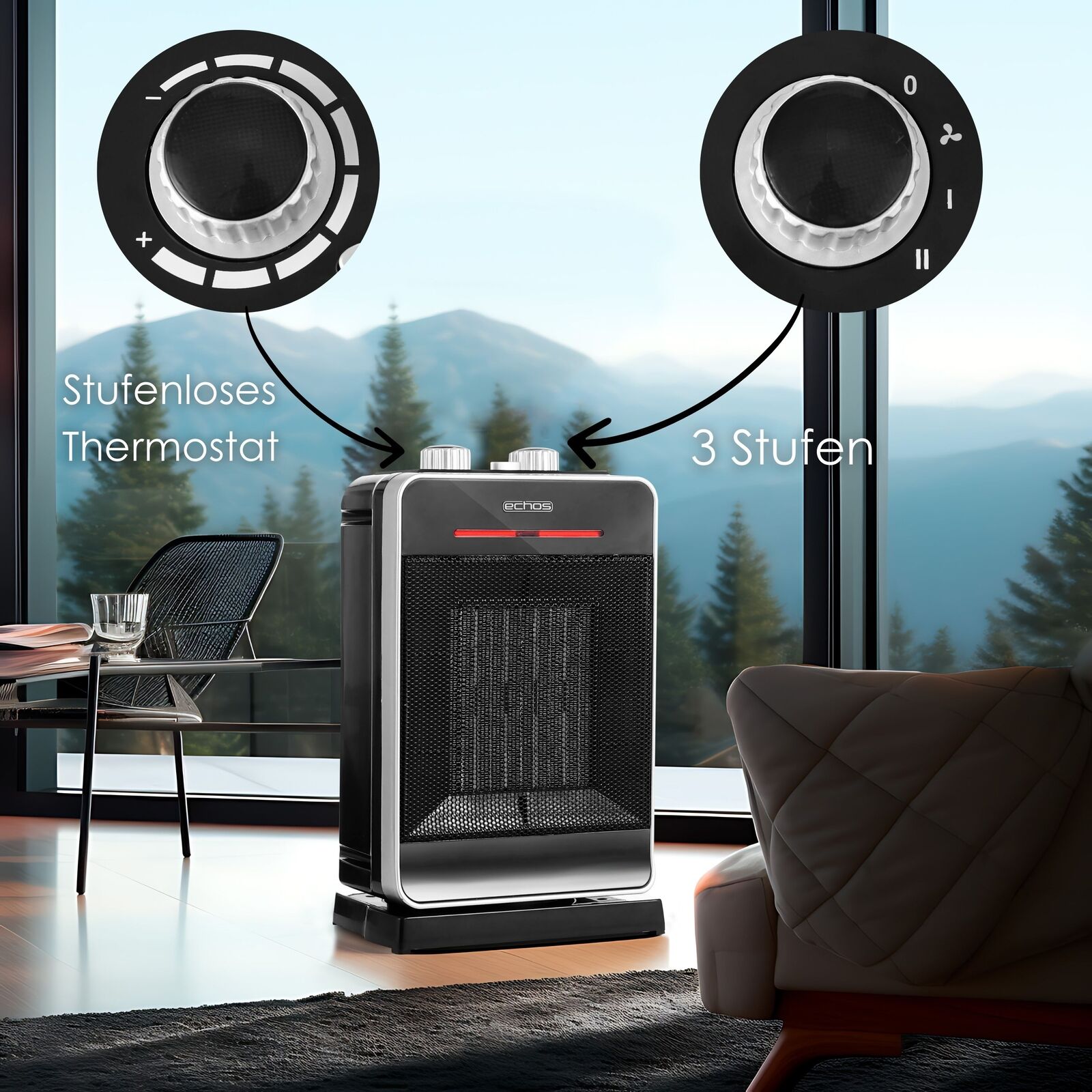 Keramik Heizlüfter 2000W Mobile Elektro Heizung Schnellheizer Bad Heizstrahler – Bild 4