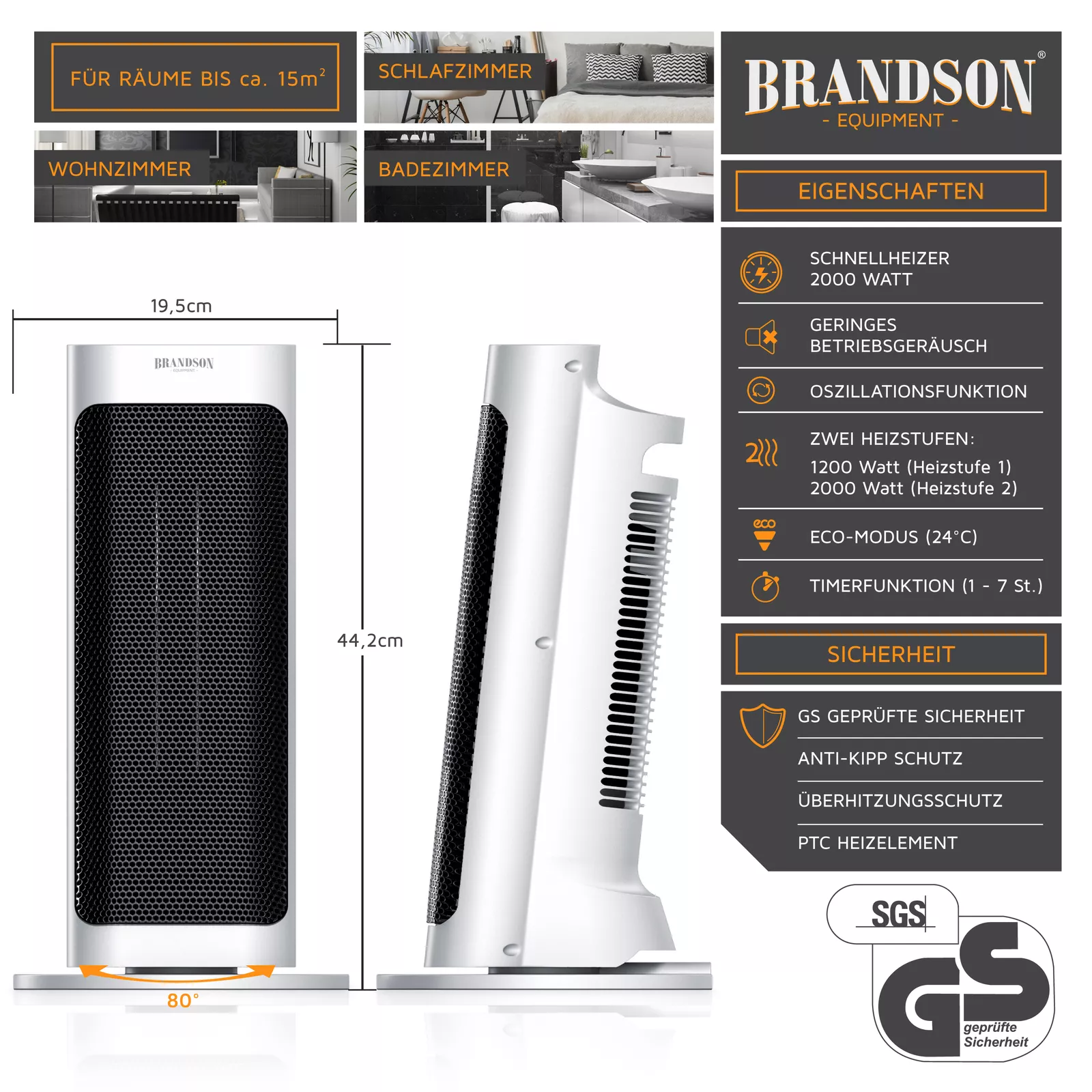 Keramik Heizlüfter Digital 2000W mit Überhitzungsschutz – Bild 2